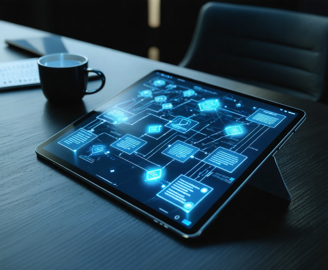 Skalierungs-Blueprint auf einem Tablet