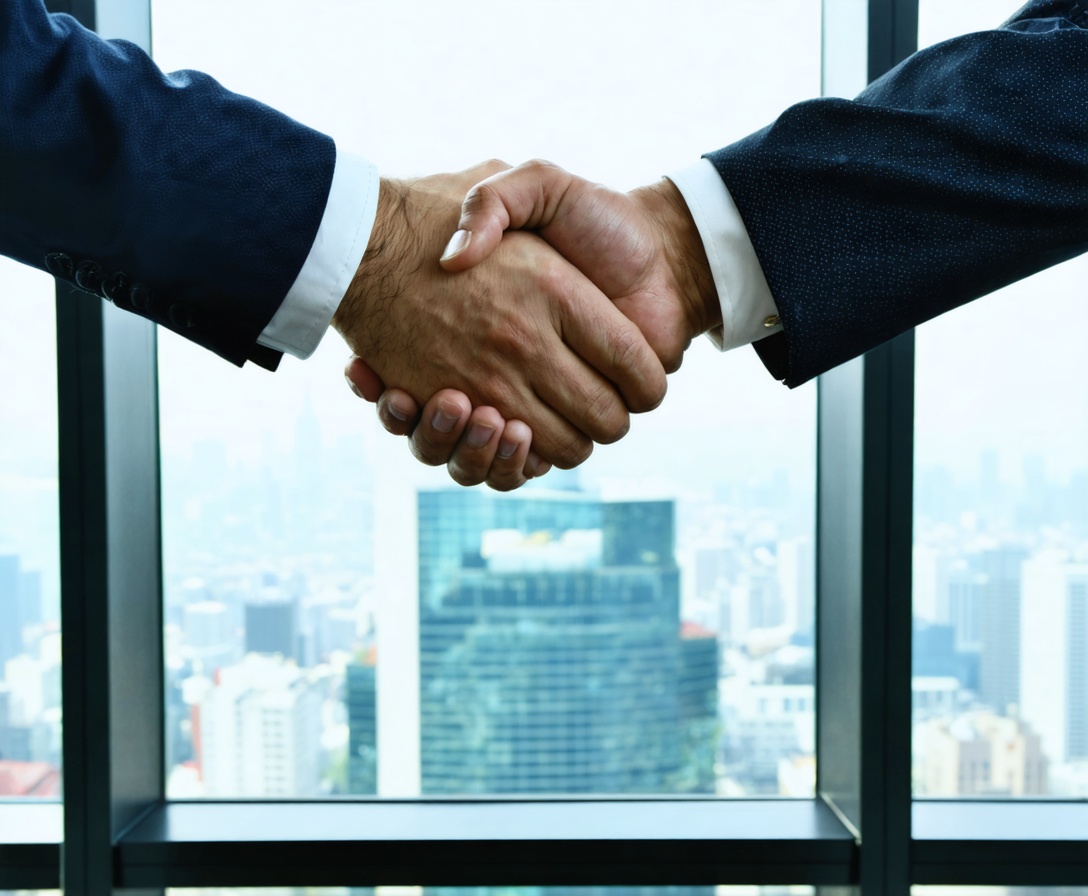 Zwei Geschäftspartner besiegeln eine erfolgreiche Skalierungsstrategie